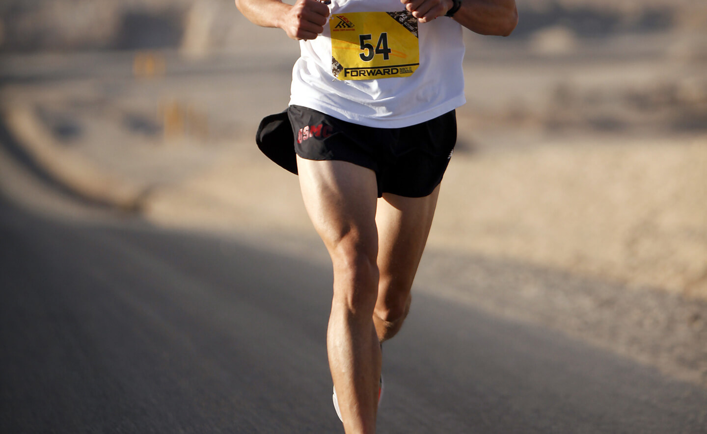 Marathon runner in mid stride
