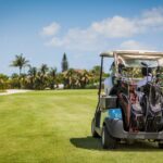 a golf cart on a golf course